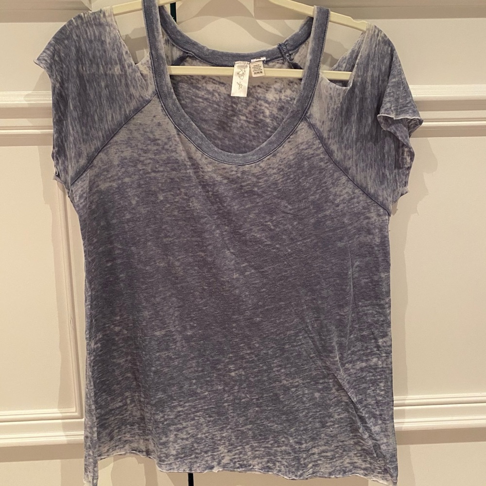 Blue Cold Shoulder T-shirt